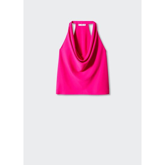 Mango Draped Neck Sleeveless Blouse - 10 - Picture 1 of 7